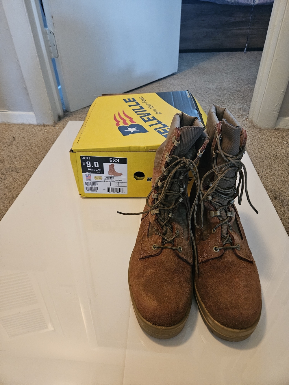Belleville Men's Brown Suede Lace-Up Work Boots